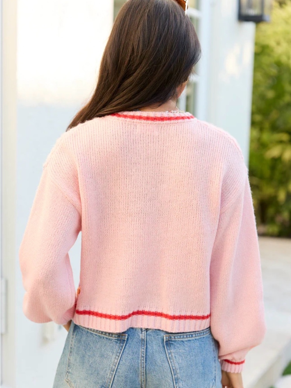 Pink Lily Pastel Pink Crochet Patchwork Cardigan - Picture 3 of 17